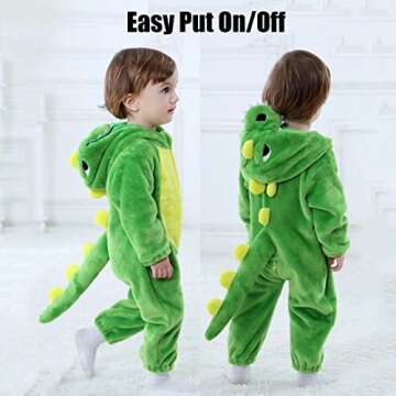 Baby Green Dinosaur Costumes Unisex Toddler Outfit Halloween Dress Up Romper 18-24 Months