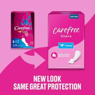 Carefree Panty Liners for Women, Thong Liners, Unwrapped, Unscented, 49ct | Pantiliners, Carefree Liners, Daily Liners for Women, Light Periods and Leaks | 49ct (Packaging May Vary)