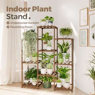 Bamworld Plant Stand Indoor Plants Shelf Outdoor Wood Plant Rack for 4 Tiers Large Flower Stand for Multiple Plants Ladder Plant Holder for Living Room Boho Home and Gardening