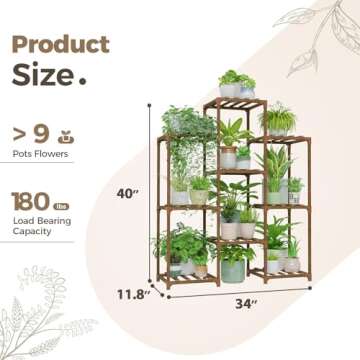 Bamworld Plant Stand Indoor Plants Shelf Outdoor Wood Plant Rack for 4 Tiers Large Flower Stand for Multiple Plants Ladder Plant Holder for Living Room Boho Home and Gardening