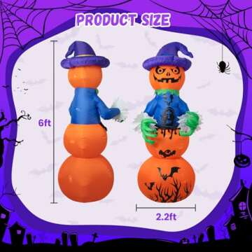 6FT Halloween Inflatable Pumpkins for Yard Decor