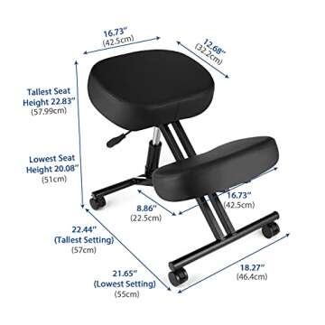 Himimi Kneeling Chair Ergonomic for Office, Height Adjustable Stool with Thick Foam Cushions for Home and Office - Improve Posture to Relieve Neck & Back Pain, New Upgraded Pneumatic Pump