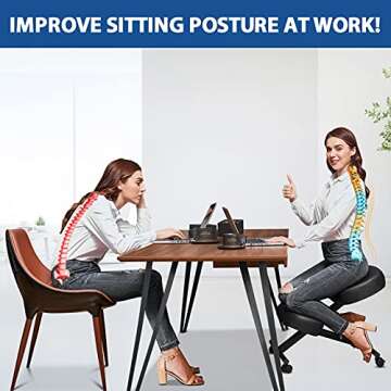 Himimi Kneeling Chair Ergonomic for Office, Height Adjustable Stool with Thick Foam Cushions for Home and Office - Improve Posture to Relieve Neck & Back Pain, New Upgraded Pneumatic Pump