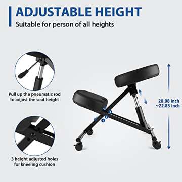 Himimi Kneeling Chair Ergonomic for Office, Height Adjustable Stool with Thick Foam Cushions for Home and Office - Improve Posture to Relieve Neck & Back Pain, New Upgraded Pneumatic Pump