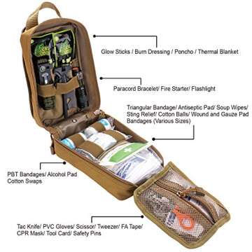 EVERLIT 250 Pieces Survival First Aid Kit IFAK EMT Molle Pouch Survival Kit Outdoor Gear Emergency Kits Trauma Bag for Camping Boat Hunting Hiking Home Car Earthquake and Adventures