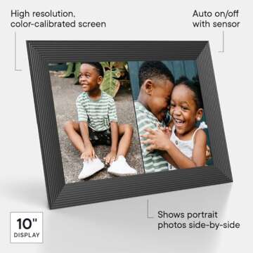 Aura Digital Picture Frame - 10.1" HD Display | Wirecutter's Best Digital Frame for Gifting - Send Photos Directly from Your Phone from Anywhere | Quick & Easy Setup Over WiFi - Free Aura App | Black