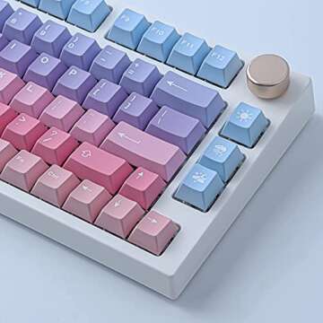 JOMKIZ PBT Keycaps, 129 Keys Dye Sublimation Cherry Profile Keycaps with 6.25U Spacebar Colorful Clouds Keycap Set for Cherry MX Switches ISO/ANSI Layout Mechanical Keyboards