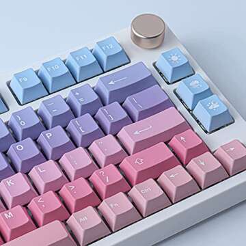 JOMKIZ PBT Keycaps, 129 Keys Dye Sublimation Cherry Profile Keycaps with 6.25U Spacebar Colorful Clouds Keycap Set for Cherry MX Switches ISO/ANSI Layout Mechanical Keyboards