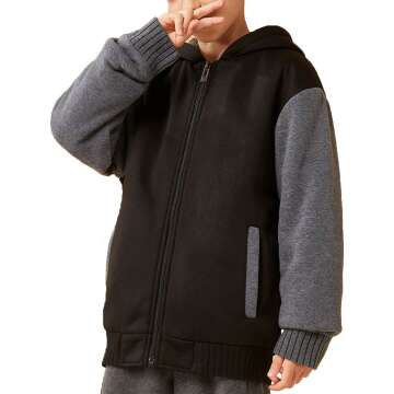 Boys Sherpa Fleece Lined Hoodie Jacket