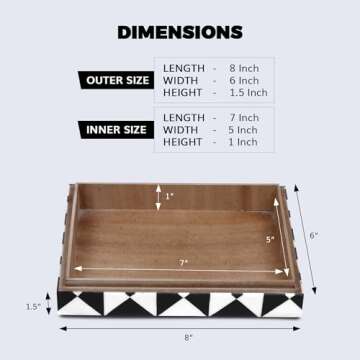 Handicrafts Home Handmade Triangle-B&W Collection Decorative Jewelry Box Organizer – Keepsakes, Trinkets, and Home Decor – Antique Coffee Table Storage, Memory Box, Farmhouse Style Decor, 6x8x1.5