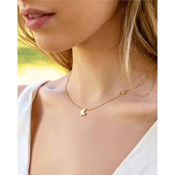 Benevolence LA Gold Butterfly Necklace, Dainty Necklaces for Women, Cute Fashion Jewelry, Gifts All Occasion to Mom, Daughter, Girlfriend | Valentines Day Gifts for Her