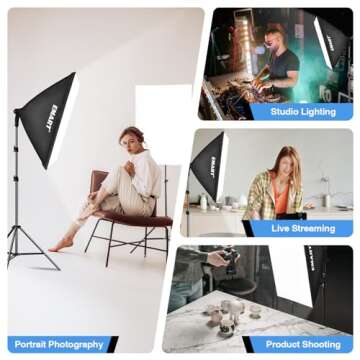 EMART Softbox Photography Lighting Kit, 20"x28" Soft Box, 125W 5500K CFL Studio Light Bulbs, Professional Photoshoot Equipment for Video Recording, Filming, Podcast, Live Streaming