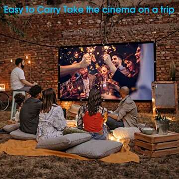 Frocopo 120 inch Projector Screen, 16:9 Foldable Anti-Crease Portable Projection Movies Screens, Double Sided Washable Outdoor Projector Screen for Home Theater, Camping Party, Office