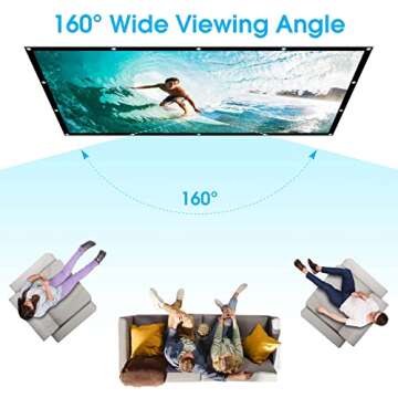 Frocopo 120 inch Projector Screen, 16:9 Foldable Anti-Crease Portable Projection Movies Screens, Double Sided Washable Outdoor Projector Screen for Home Theater, Camping Party, Office