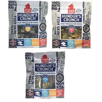 PLATO Dog Treats - Hundur's Crunch Jerky Variety - 3.5 oz (3 Pack)