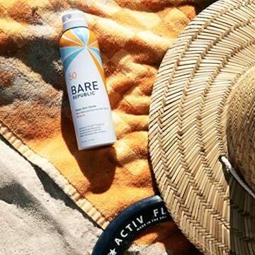 Bare Republic Mineral Sunscreen SPF 50 Sunblock Spray, Sheer and Non-Greasy Finish, Vanilla Coco Scent, 6 Fl Oz