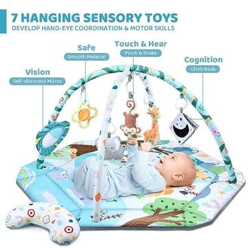 Deluxe Baby Gym Play Mat with Interactive Toys for Infants