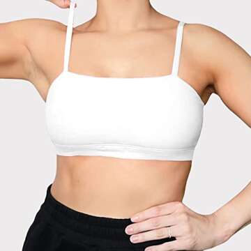 Aoxjox Women's Workout Bandeau Sports Bras Training Fitness Running Yoga Crop Tank Top (White, Small)