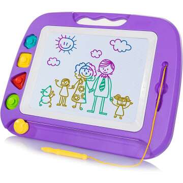 SGILE Magnetic Drawing Board Toy for Kids - Large Doodle Pad in Purple