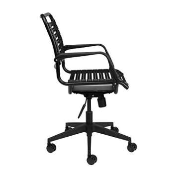 Laura Davidson Furniture Chair for Office Task, with Flat Elastic Bungie Straps, Rolling, Adjustable Height and Arm Rest Made of Polyester, Alloy Steel and Polypropylene, Black