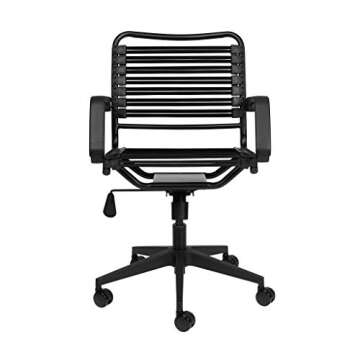 Laura Davidson Furniture Chair for Office Task, with Flat Elastic Bungie Straps, Rolling, Adjustable Height and Arm Rest Made of Polyester, Alloy Steel and Polypropylene, Black