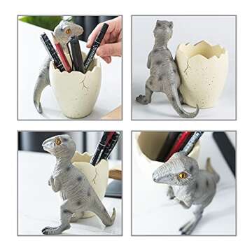 Banllis Cute Pencil Holder Funny Dinosaur Desk Accessories,Pen Organizer for Home and Office Decorative Supplies,Decor Toothcup,Resin Gift for Man and Women