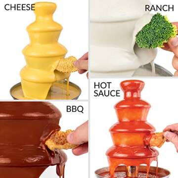 Nostalgia 4 Tier Electric Chocolate Fondue Fountain Machine for Parties - Melts Cheese, Queso, Candy, and Liqueur - Dip Strawberries, Apple Wedges, Vegetables, and More - 32-Ounce - Aqua