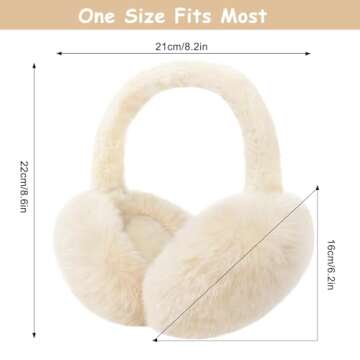 Ear Muffs for Women, Foldable Winter Faux Furry Earmuffs, Cold Weather Cute Soft Ear Warmer Covers Headband