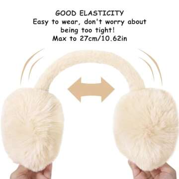 Ear Muffs for Women, Foldable Winter Faux Furry Earmuffs, Cold Weather Cute Soft Ear Warmer Covers Headband