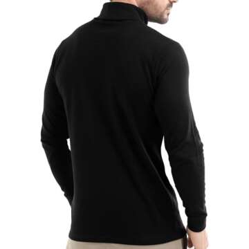 Utopia Wear Men's Turtleneck Slim Fit Lightweight Pullover Top, Small, Black