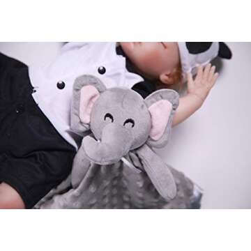 Pro Goleem Elephant Security Blanket, Soft Lovey Unisex Lovie Baby Gifts for Newborn Boys and Girls Snuggle Toy Stuffed Animal Grey 16 Inch