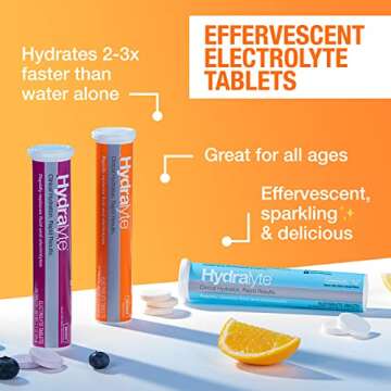 Hydralyte Electrolyte Tablets | Orange Electrolytes | Perfect for Bachelorette Parties, Workout Essential and A Travel Essential for Daily Hydration Needs | (10 Servings, 20 Electrolyte Tablets)