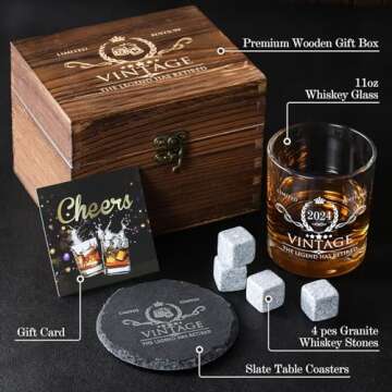 Unique Retirement Gifts for Men - Premium Whiskey Glass Set