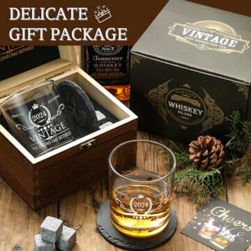 Retirement Whiskey Glass Set for Men - Unique Gifts