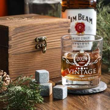 Retirement Whiskey Glass Set for Men - Unique Gifts