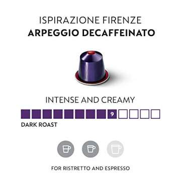 Nespresso Capsules Original Line, Arpeggio Decaffeinato, Dark Roast Coffee, 50-Count Coffee Pods