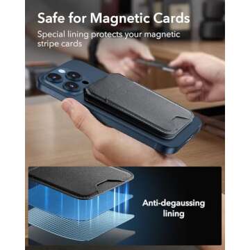 ESR Magnetic Wallet (HaloLock), Compatible with MagSafe Wallet, for iPhone Wallet with Adjustable Stand, for iPhone 16/15/14/13/12 Series, Not for iPhone Mini, 3 Card Holder, Vegan Leather, Black