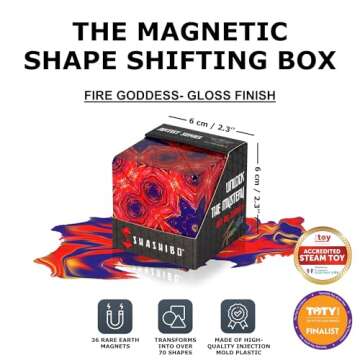 SHASHIBO Shape Shifting Box - Award-Winning, Patented Fidget Cube w/ 36 Rare Earth Magnets - Transforms Into Over 70 Shapes, Download Fun in Motion Toys Mobile App (Artist Series - Fire Goddess)