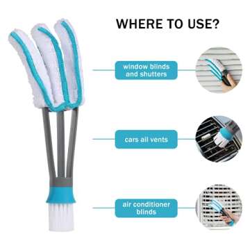 SetSail Blind Duster, Window Cleaner Duster Brush with 5 Microfiber Sleeves, Cleaning Tools for Vertical Blinds Air Conditioner Dust Ceiling Fans Dust Collector