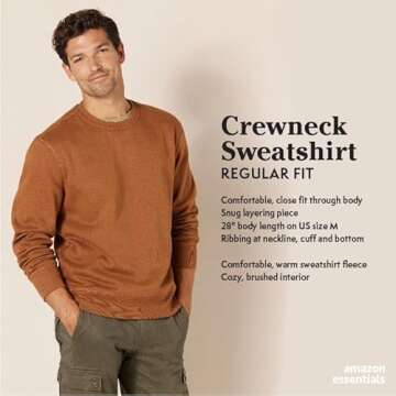 Amazon Essentials Men's Fleece Crewneck Sweatshirt (Available in Big & Tall), Black, X-Small