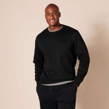 Amazon Essentials Men's Fleece Crewneck Sweatshirt (Available in Big & Tall), Black, X-Small