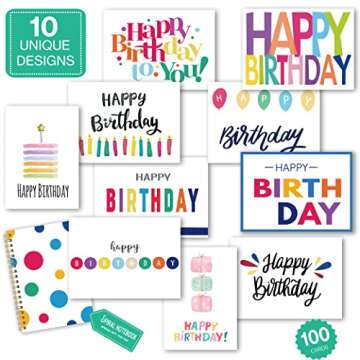 100 Birthday Cards Collection - Bulk Happy Birthday Cards with Messages