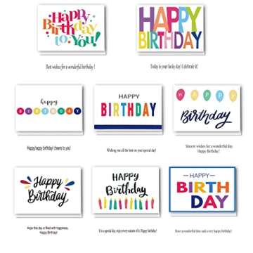 Bulk Happy Birthday Cards - 100 Cards with Messages