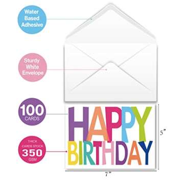 Bulk Happy Birthday Cards - 100 Cards with Messages