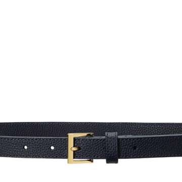 Lauren Ralph Lauren Pebbled Leather Skinny Belt - Unisex Belt - Leather Construction - Single-prong Closure Refined Navy SM One Size