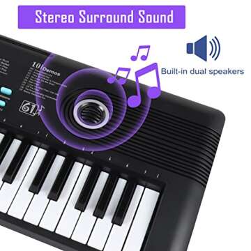 61 key piano keyboard, Electronic Digital Piano with Built-In Speaker Microphone, Portable Keyboard Gift Teaching for Beginners, electric piano for kids, Birthday Gift for Children