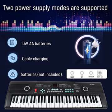 61 key piano keyboard, Electronic Digital Piano with Built-In Speaker Microphone, Portable Keyboard Gift Teaching for Beginners, electric piano for kids, Birthday Gift for Children