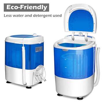 COSTWAY Portable Mini Washing Machine with Spin Dryer, Washing Capacity 5.5lbs, Electric Compact Machines Durable Design Energy Saving, Rotary Controller, Laundry Washer for Home Apartment RV, Blue