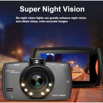 2.4-inch 1080p High-Definition Dash cam for Cars with Super Night Vision, 24-Hour Video Recording, 120° Large Wide-Angle, G-Sensor Parking Monitoring Loop Video Motion Detection