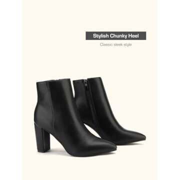 DREAM PAIRS Chunky Heel Ankle Booties in Black